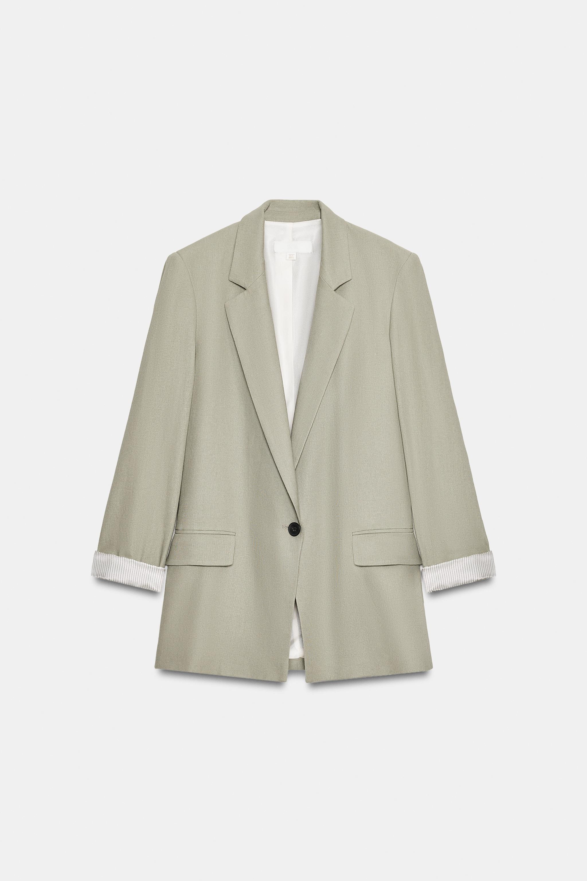 LINEN BLEND BLAZER WITH ROLLED-UP SLEEVES | Zara US