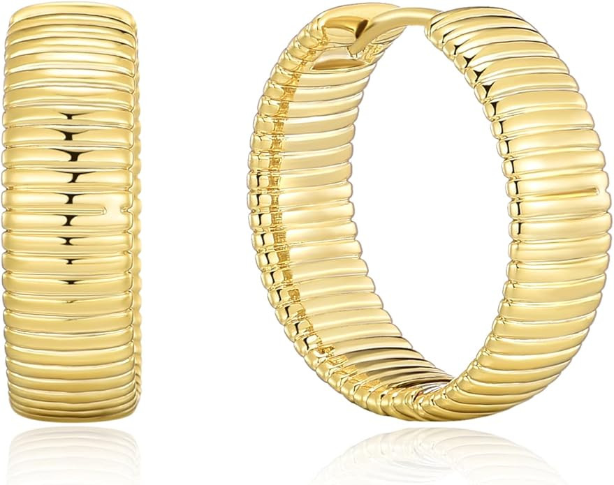 Gold Hoop Earrings for Women Gold Plated Hoop Earrings Lightweight Gold Huggie Hoop Earrings Hypo... | Amazon (US)