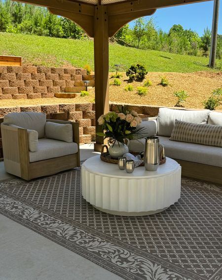 Patio refresh with @Frontgate! ☀️ I can’t wait to entertain out here this summer! Frontgate has so many options for outdoor entertaining, outdoor furniture & outdoor rugs! #frontgatepartner 

#LTKSaleAlert #LTKSeasonal #LTKHome
