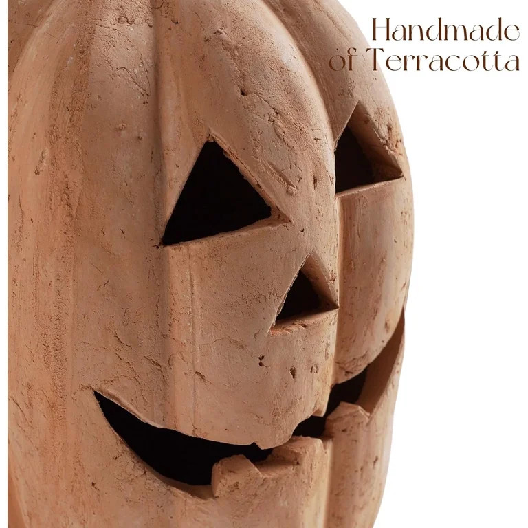 Fall Decor - Halloween Decorations - 9.8"  Handmade Terracotta Pumpkin Jack O' Lantern Outdoor In... | Walmart (US)