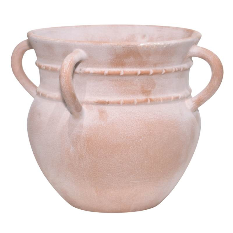 Frosted Salmon Washed Ceramic Handles Vase, 9.8" | At Home