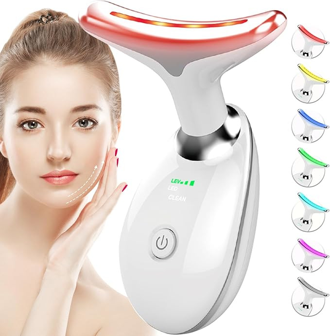 SDKWDH Red Light Therapy for Face and Neck, 7 Color Face Massager Tool for Wrinkles, Double Chin,... | Amazon (US)