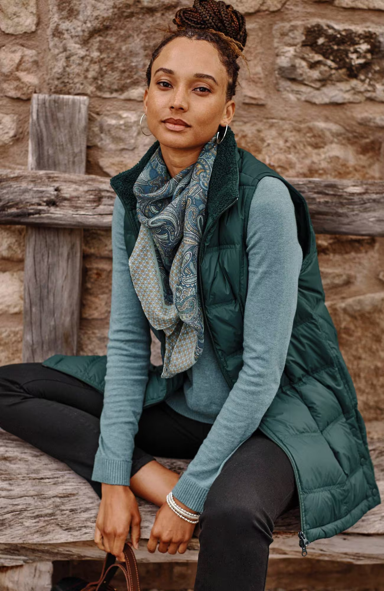 Women's Zip-Front Down Puffer Vest (Dark Teal) (Size: M) J. Jill | J. Jill