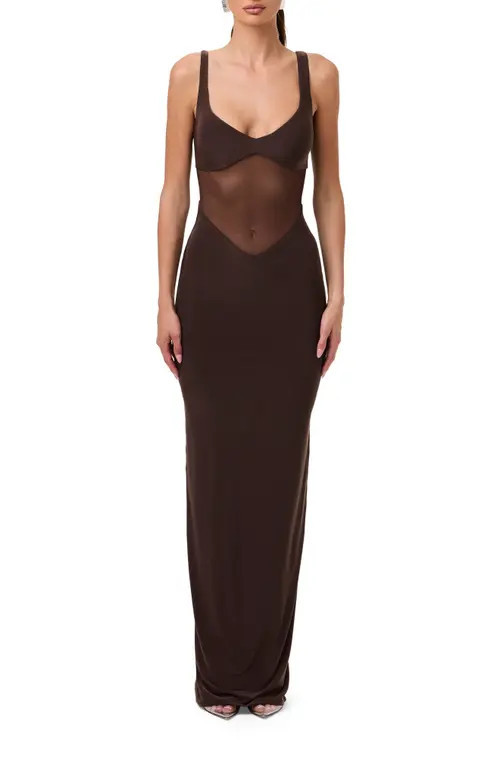 Naked Wardrobe The Smokeshow Maxi Dress in Dark Chocolate at Nordstrom, Size X-Small | Nordstrom