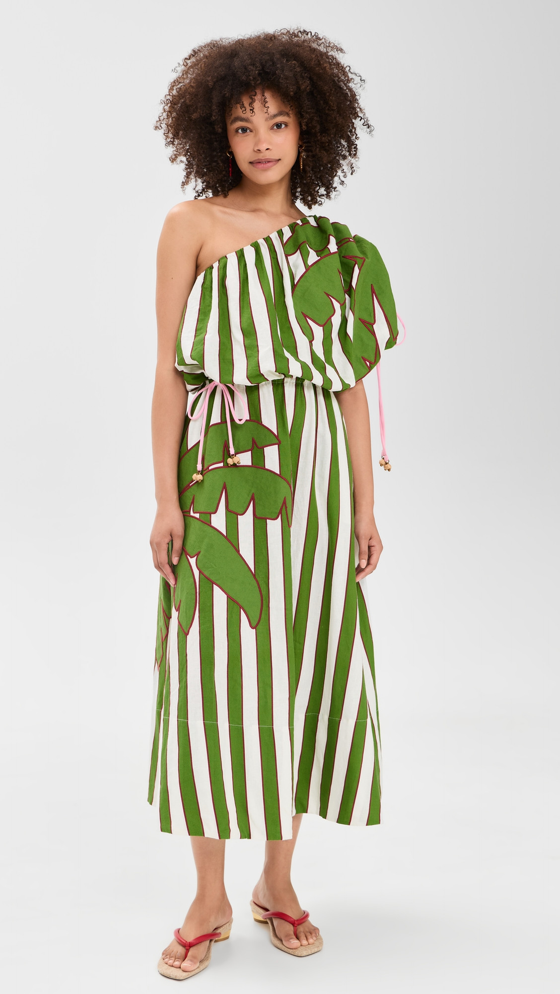 FARM Rio One Shoulder Midi Dress Off-White XS | Shopbop