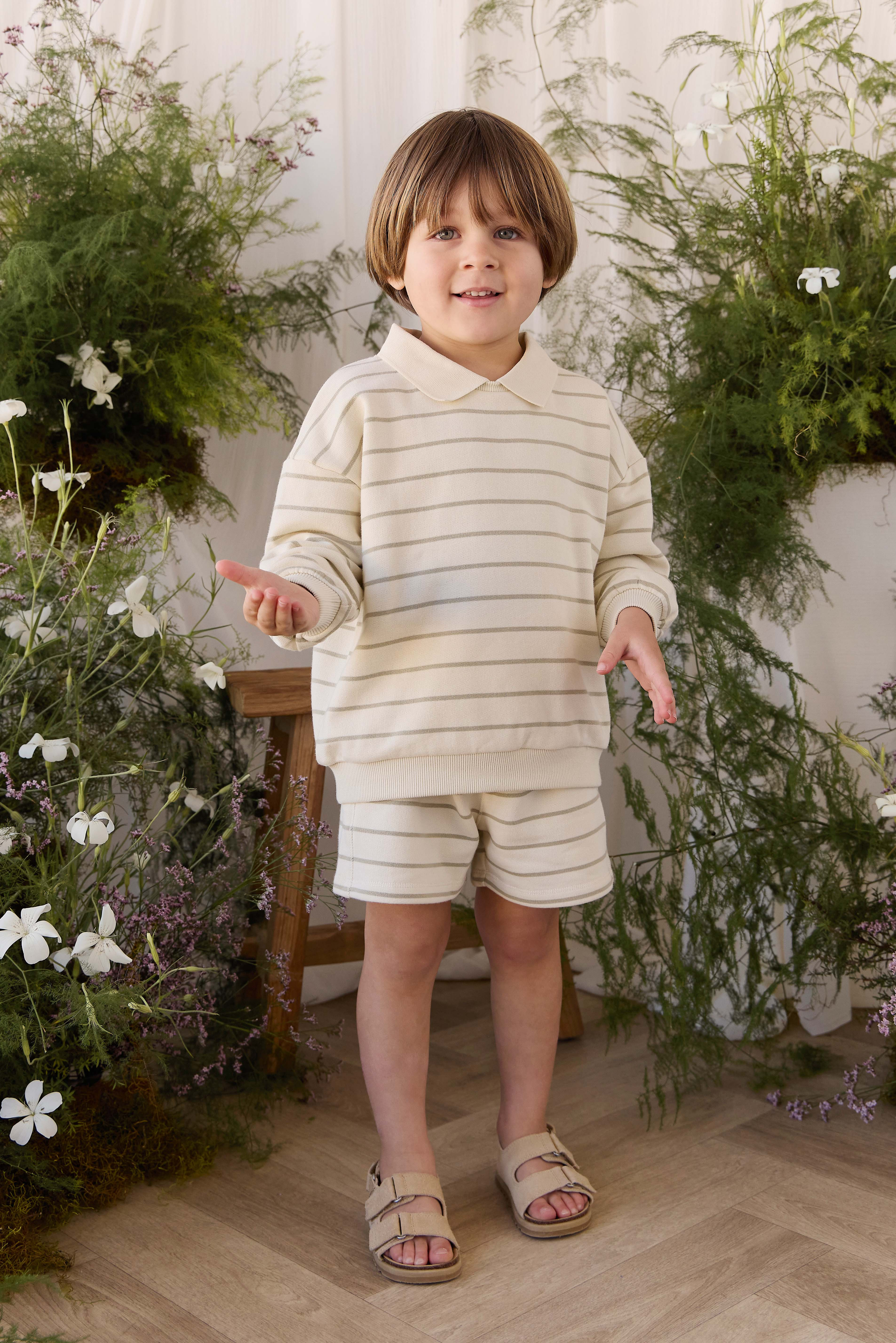 Benedict Sweatshirt - Horizon Stripe Lichen/Cloud | Jamie Kay