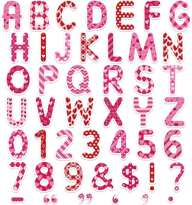 Faccito 176 Pcs Valentine's Day Bulletin Board Decorations Letters Alphabet Numbers Cutouts Valen... | Amazon (US)