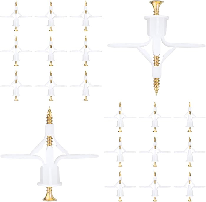 Hollow-Wall Anchors, One Size, 65Lbs Anchor 50pcs+Screw 50pcs Drywall Anchor kit with Screws, Sel... | Amazon (US)