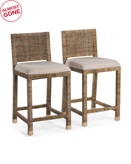 Set Of 2 Rattan Counter Stools | TJ Maxx