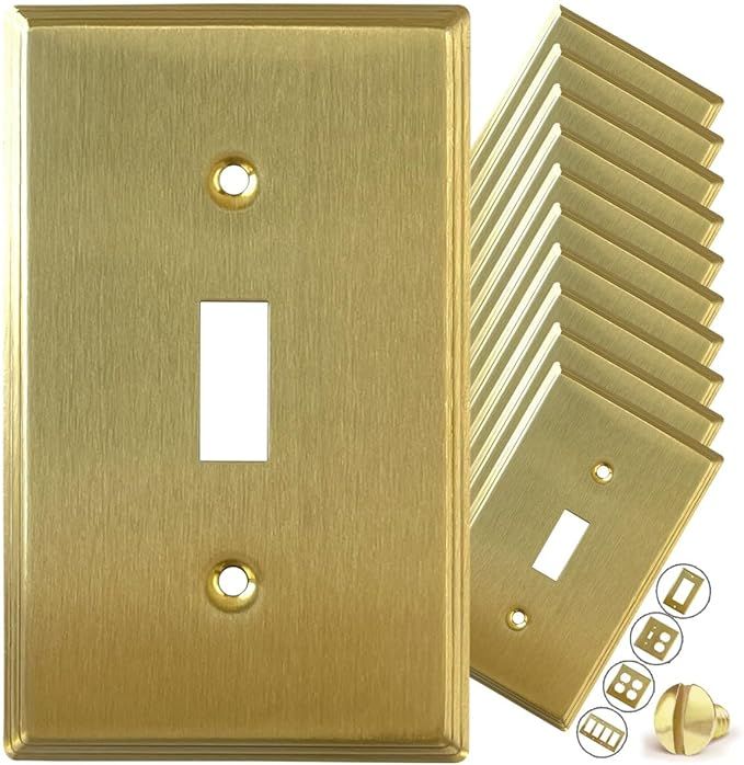 STANDARD SIZE Modern Metal Gold Outlet Cover or Light Switch Cover Wall Plate Corrosion Resistant... | Amazon (US)
