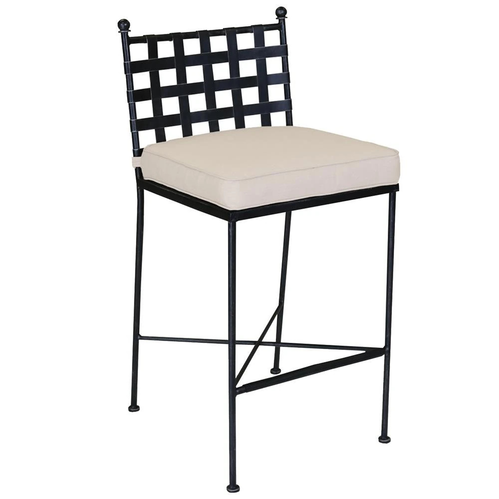 Sunset West Provence French Beige Cushion Metal Outdoor Bar Stool | Kathy Kuo Home