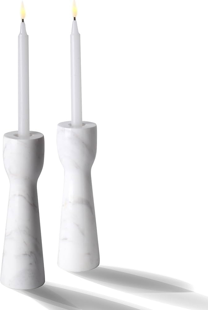 WORHE Candle Holders 100% Natural Marble Set of 2 Taper Candlestick Holder for Home Dinning Party We | Amazon (US)