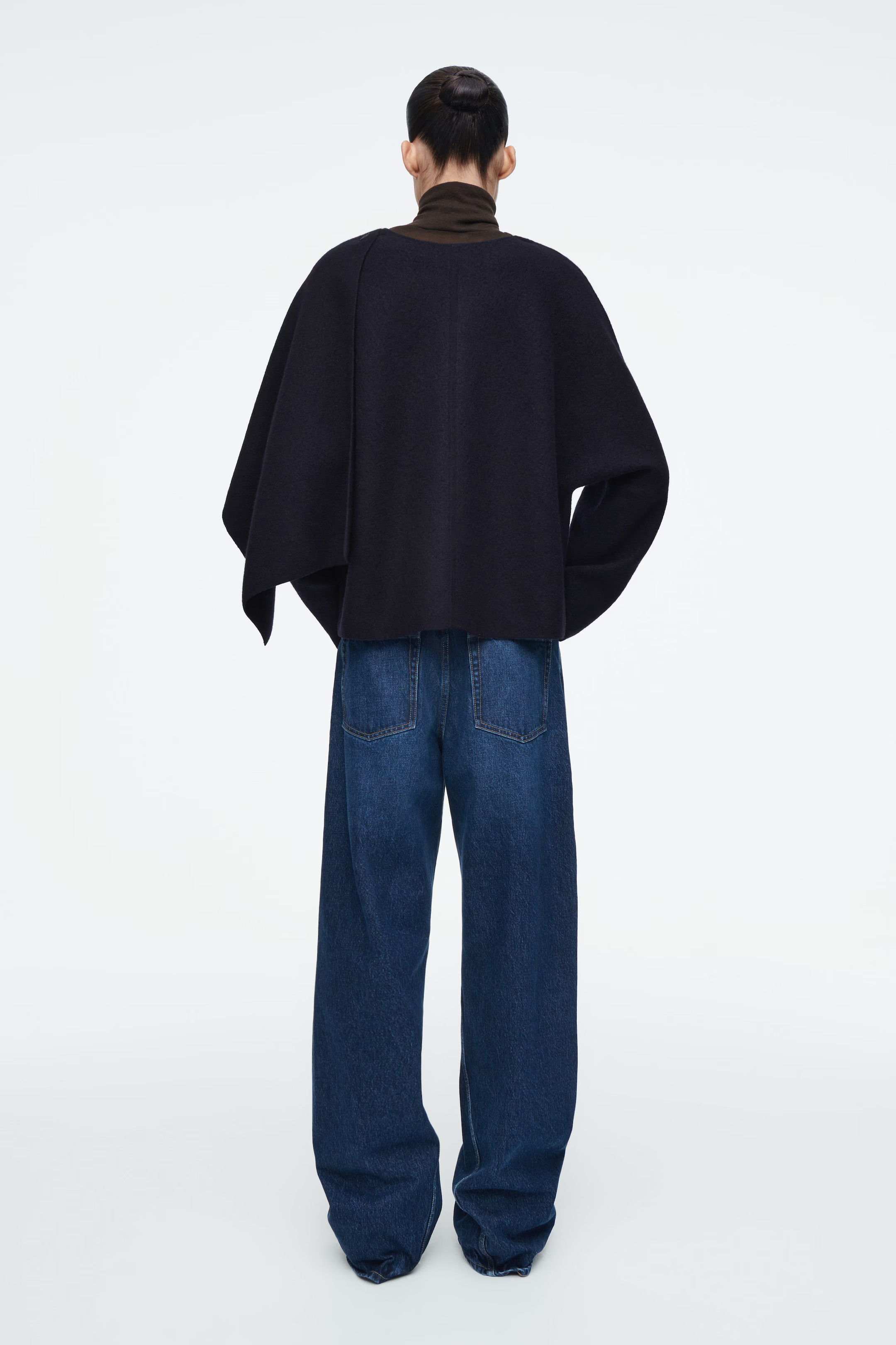 SCARF-DETAIL WOOL CAPE - NAVY | COS (EU)