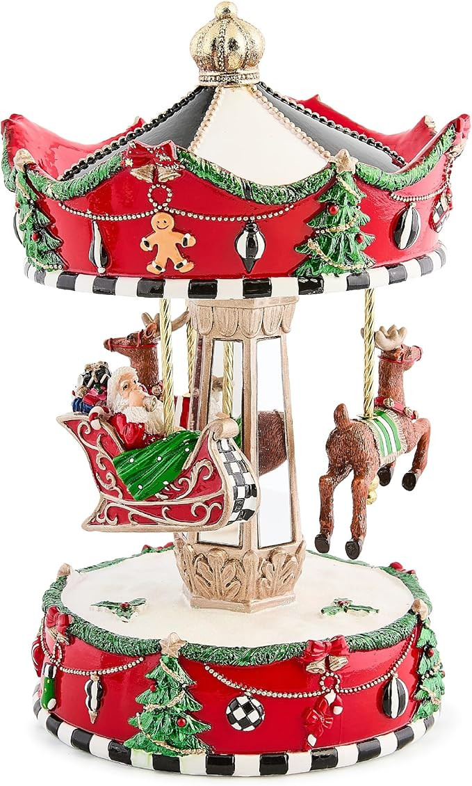 MACKENZIE-CHILDS Christmas Carousel Figurine, Christmas Village or Christmas Table Decor | Amazon (US)