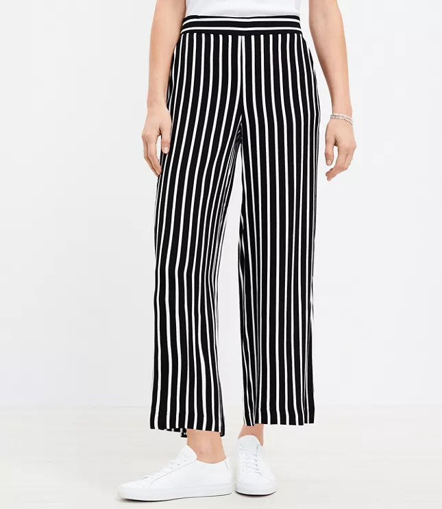 Fluid Wide Leg Crop Pants in Stripe | LOFT