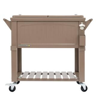 PERMASTEEL 80 qt. Taupe Antique Furniture Style Rolling Patio Cooler PS-203F1-TP - The Home Depot | The Home Depot