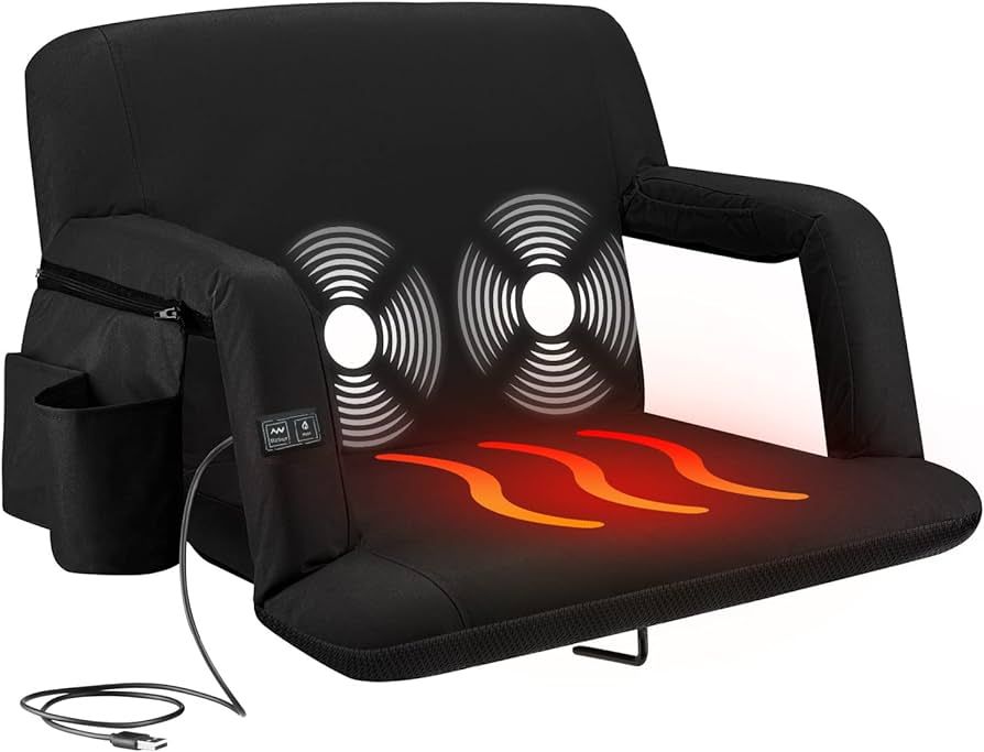 Alpcour Heating Massage Stadium Seat – Deluxe Reclining Bleacher Chair with Back & Arm Support ... | Amazon (US)