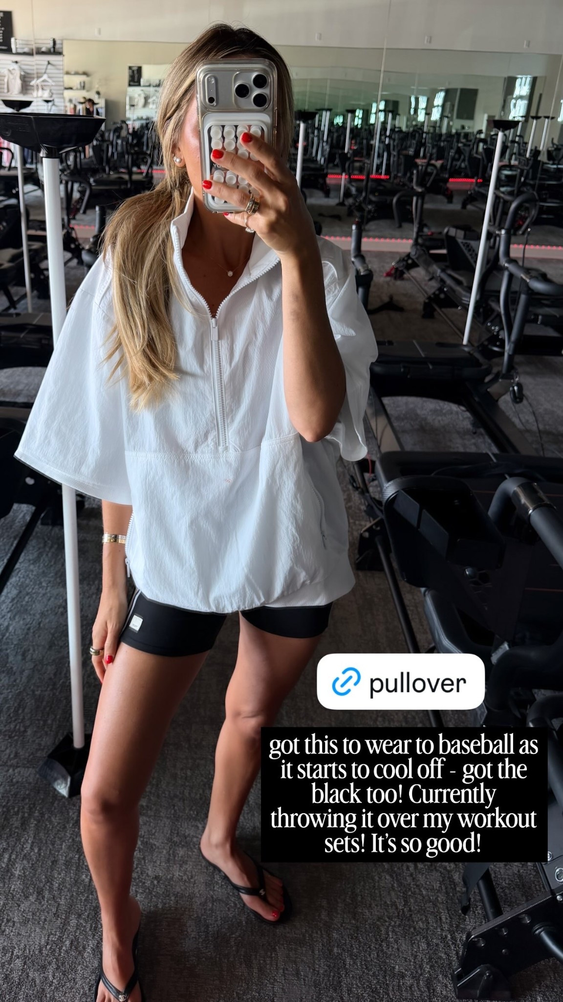got this to wear to baseball as it starts to cool off - got the black too! Currently throwing it over my workout sets! It’s so good!