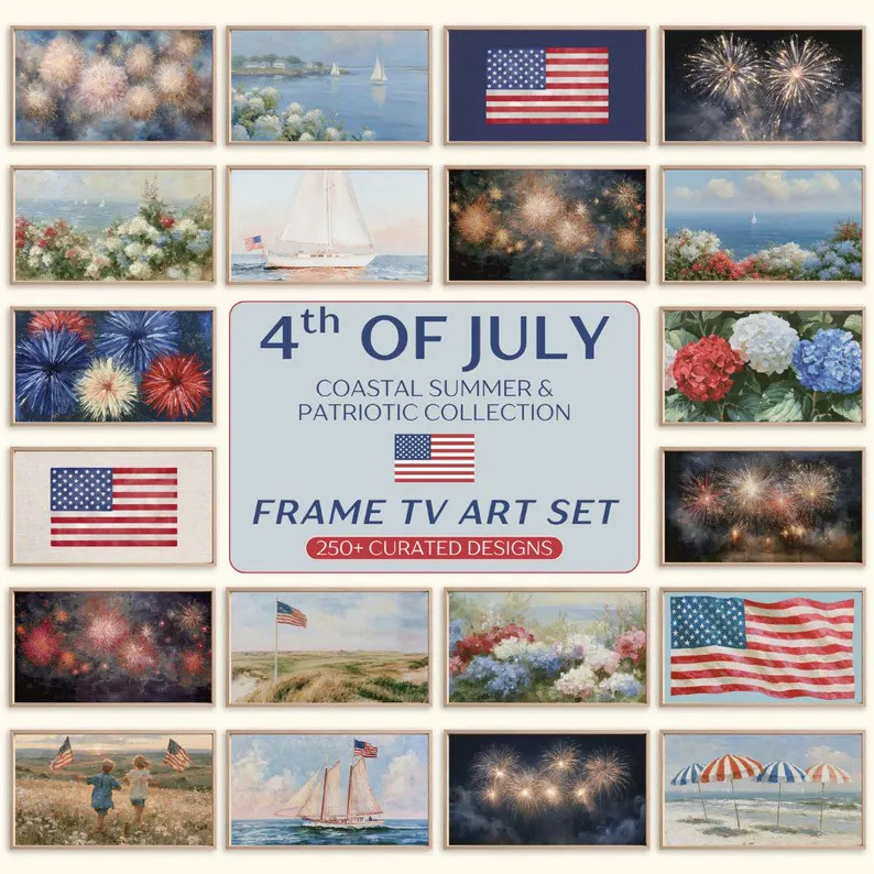 4th of July Frame TV Art Set - Independence Day & Coastal Summer Patriotic Television Display | Etsy (Global)