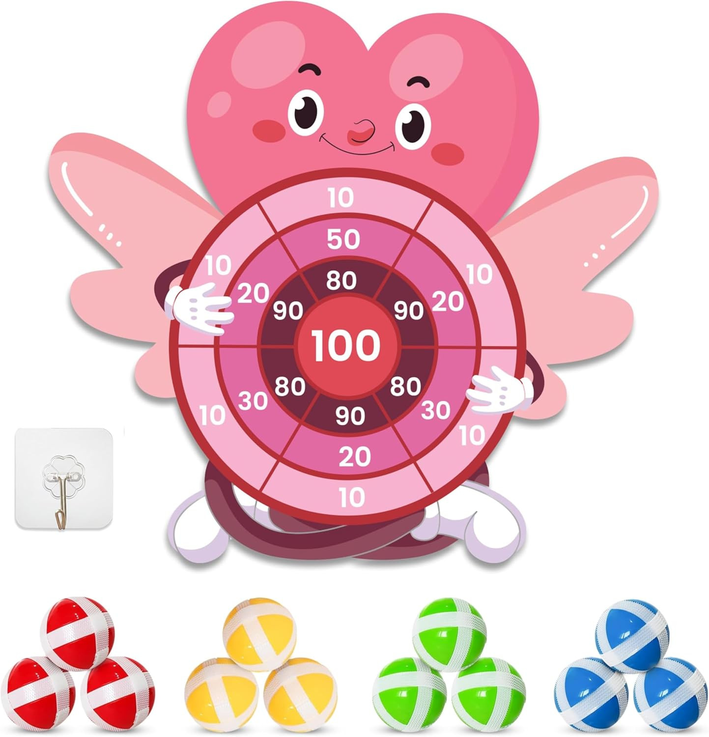 4E's Novelty Valentine Dart Board Game with 12 Sticky Balls - 30" Large Heart Kids Dart Board Ind... | Amazon (US)