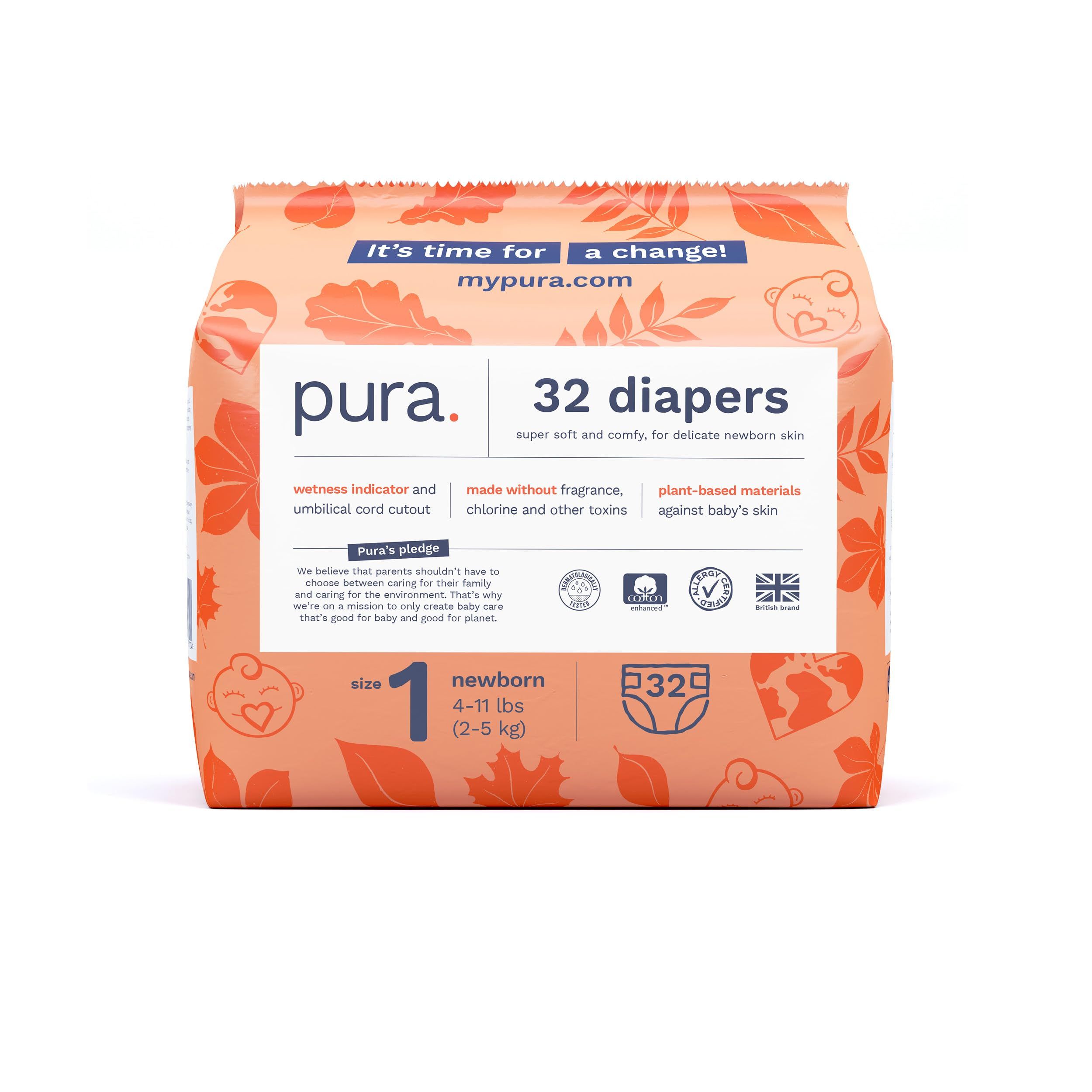 Size 1 Eco-Friendly Diapers (4-11lbs) Hypoallergenic, Soft Organic Cotton Comfort, Sustainable, W... | Amazon (US)