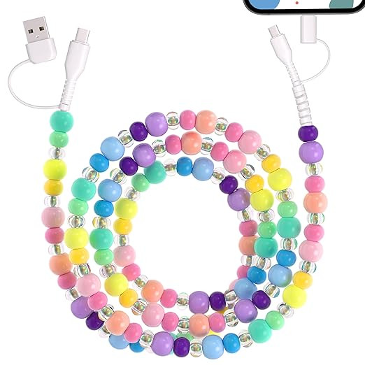 4 in 1 USB C Cable 6FT Candy Color Beaded Multi Charging Cable [MFi Certified] Pearl Phone Charge... | Amazon (US)