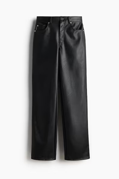 H & M - Straight Coated Pants - Black | H&M (US + CA)