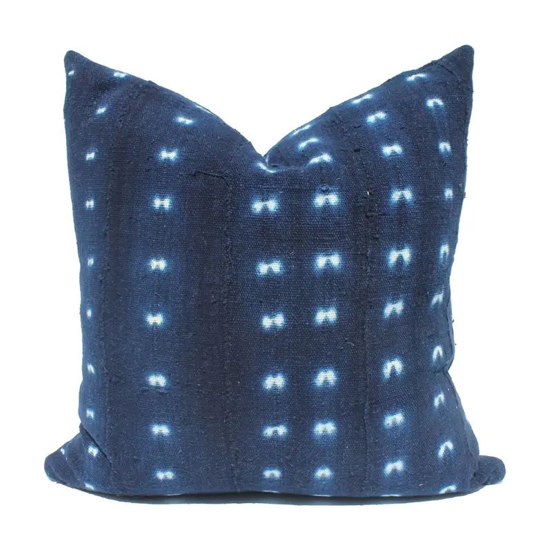Indigo Mali Mudcloth Pillows - A Pair | Chairish