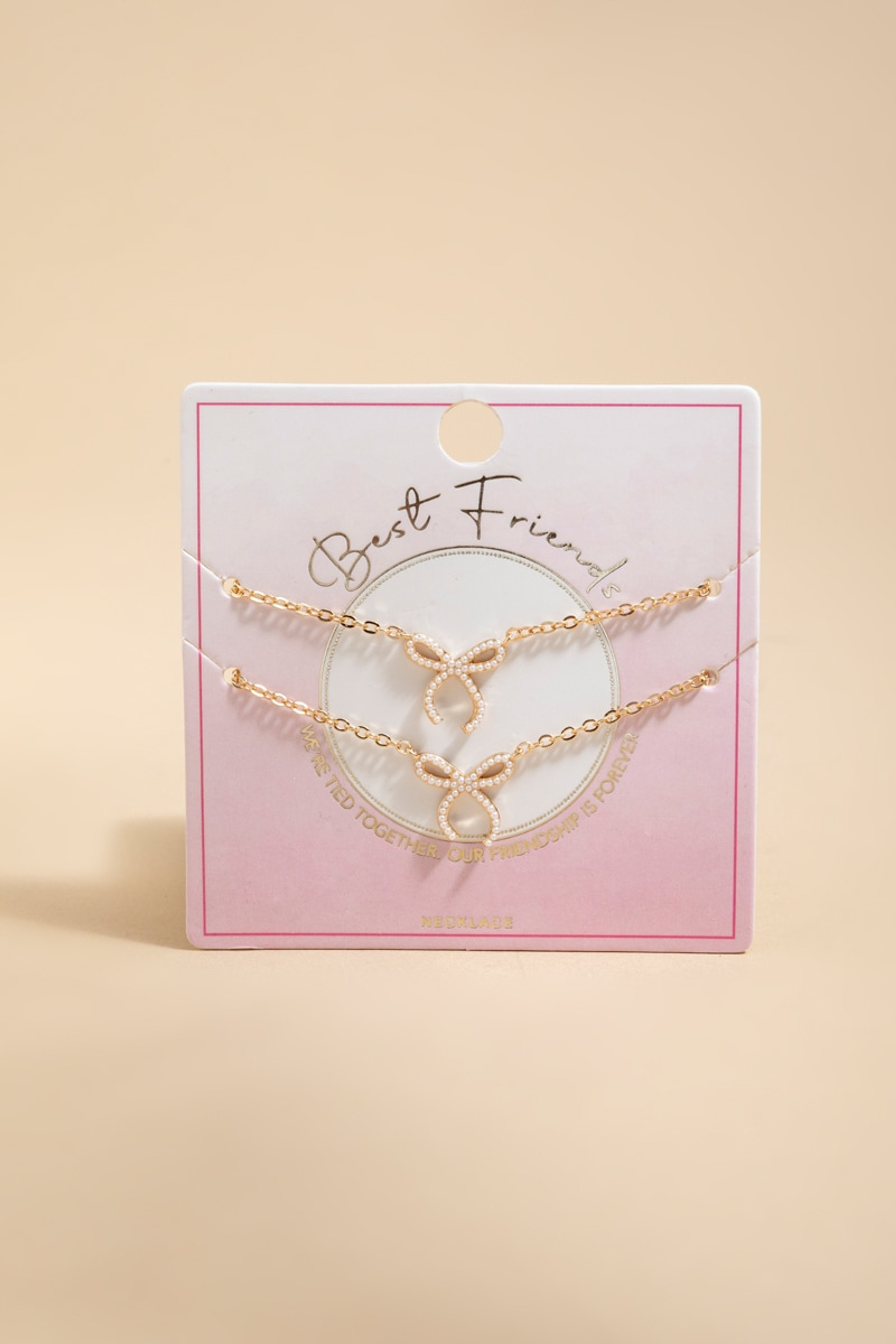 Best Friends Bow Carded Pendant Necklace Set | Francesca's