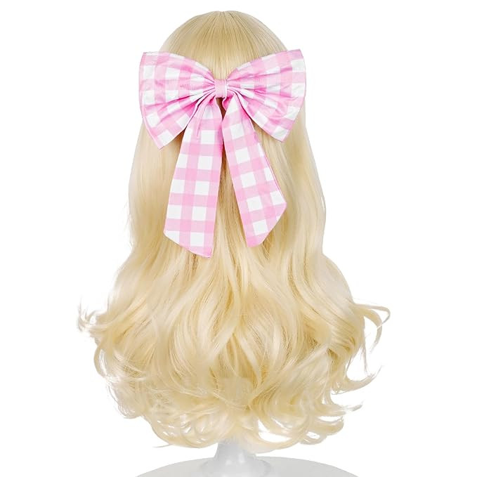 Kids Blonde Wig with Pink-bow Hair Clip, 22.8 Inch Long Blonde Wavy Princess Wigs for Kids Girls ... | Amazon (US)