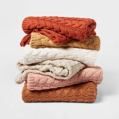 Solid Chunky Cable Knit Throw Blanket - Threshold™ | Target