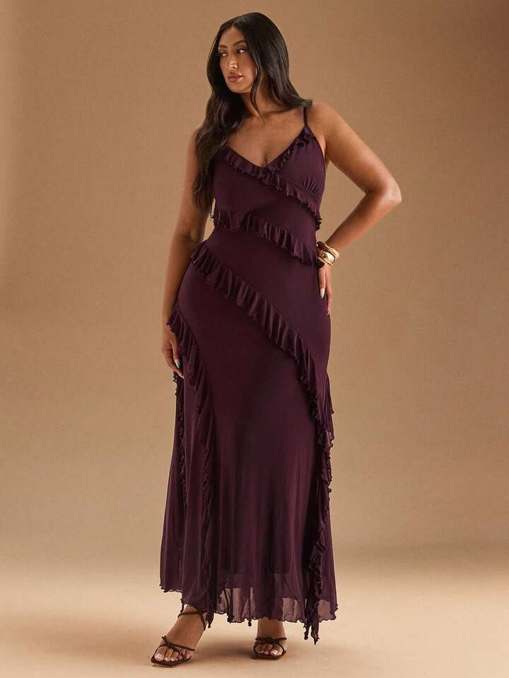 SHEIN BAE Plus Size Women's Summer Elegant Resort Date Floral Printed Stretch Mesh Halter Neck Ma... | SHEIN