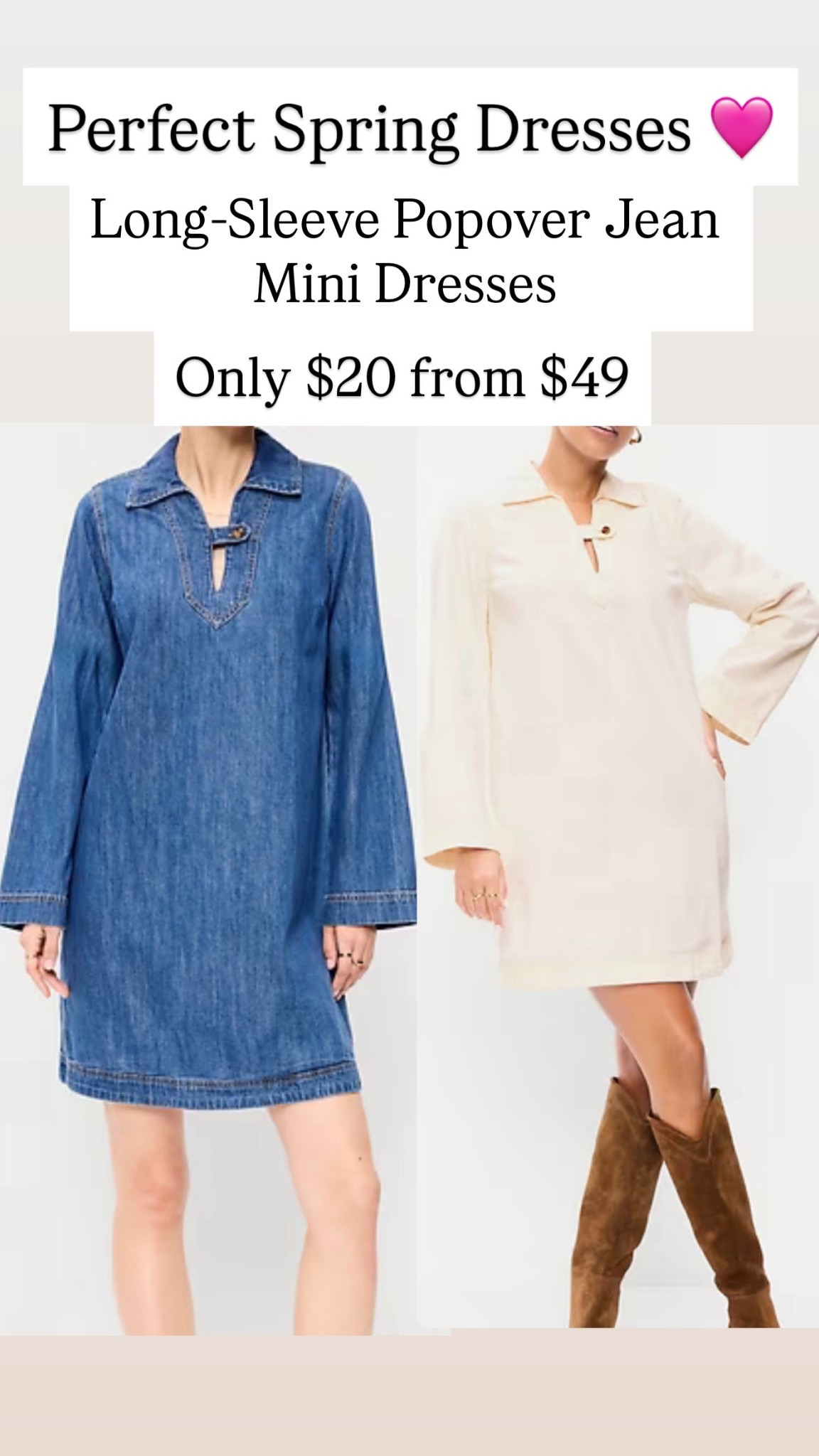 Long-Sleeve Popover Jean Mini Dresses

#LTKSaleAlert