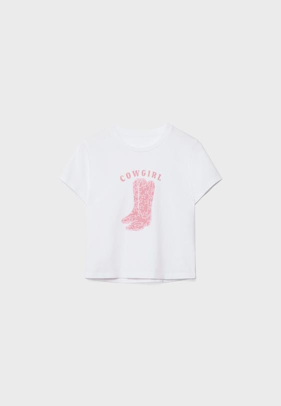 T-shirt met korte mouw en print - T-shirts voor dames | Stradivarius Netherlands | Stradivarius (NL)