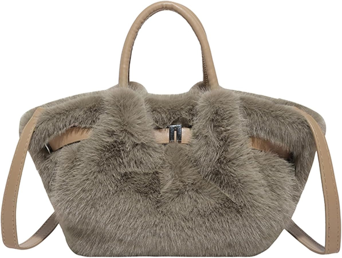 Furry Purse Mini Fluffy Tote Bag Designer Fuzzy Crossbody Handbag Faux Fur Purses for Women Plush... | Amazon (US)