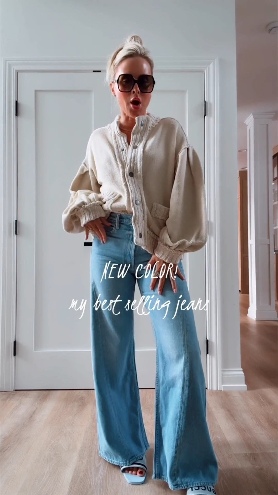 NEW color in my best selling denim! 🔥 I’m in my tts and I’m 5’6”.


Jeans. Denim. 2026. Denim trends. Gucci. Sandals. Wide leg jeans. Date night outfits. Romantic knits. Valentine’s Day outfit. 

#LTKSeasonal #LTKootd