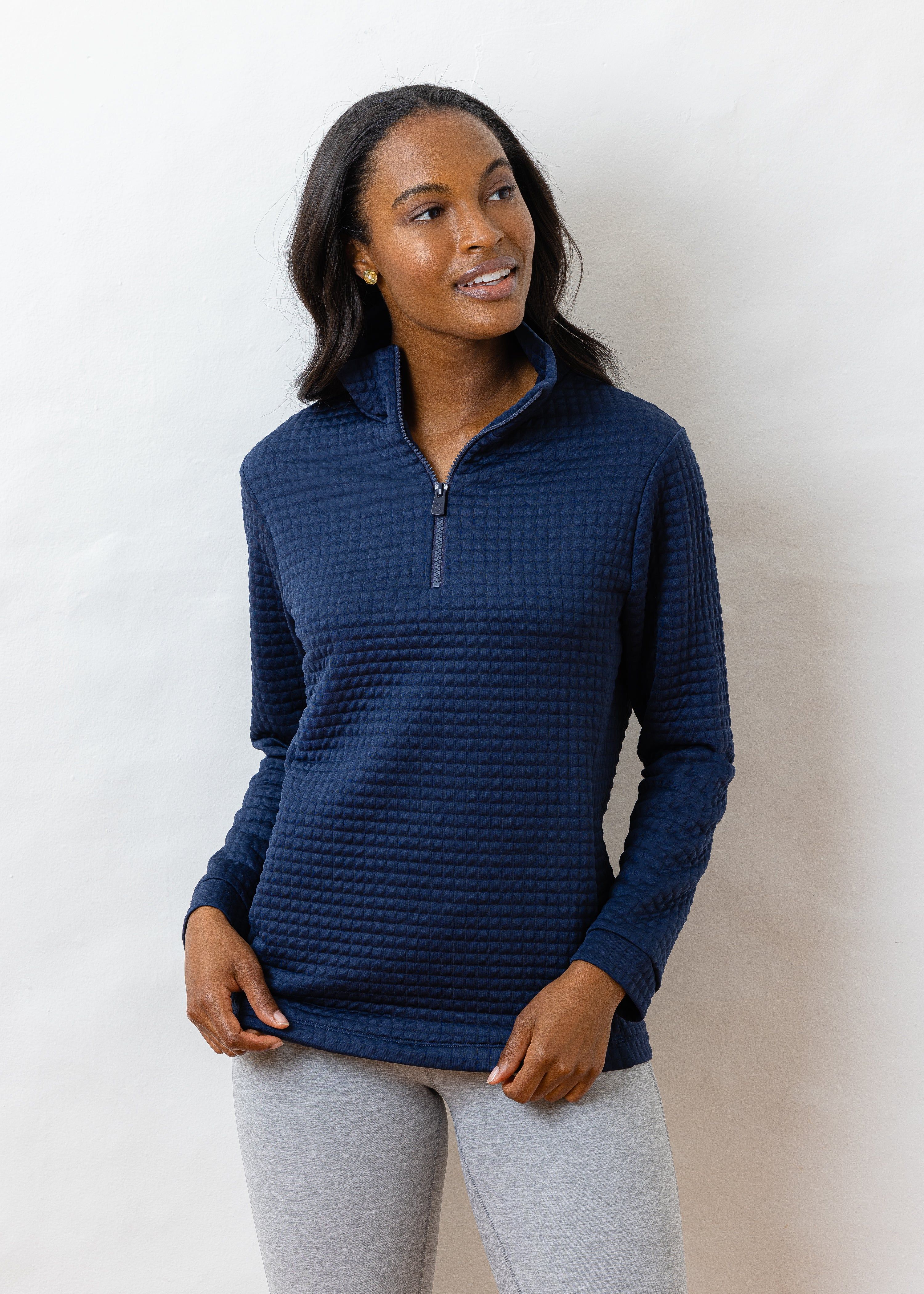 Pocomo Pullover in Waffle Jersey (Navy) | Dudley Stephens