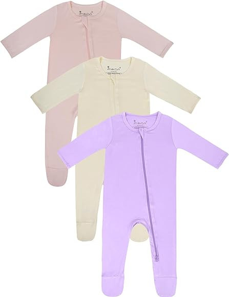 Jimonda Bamboo Footies Pajamas, Unisex Baby Long Sleeve Sleepers,2-Way Zipper Front, Sleep’N Pl... | Amazon (US)