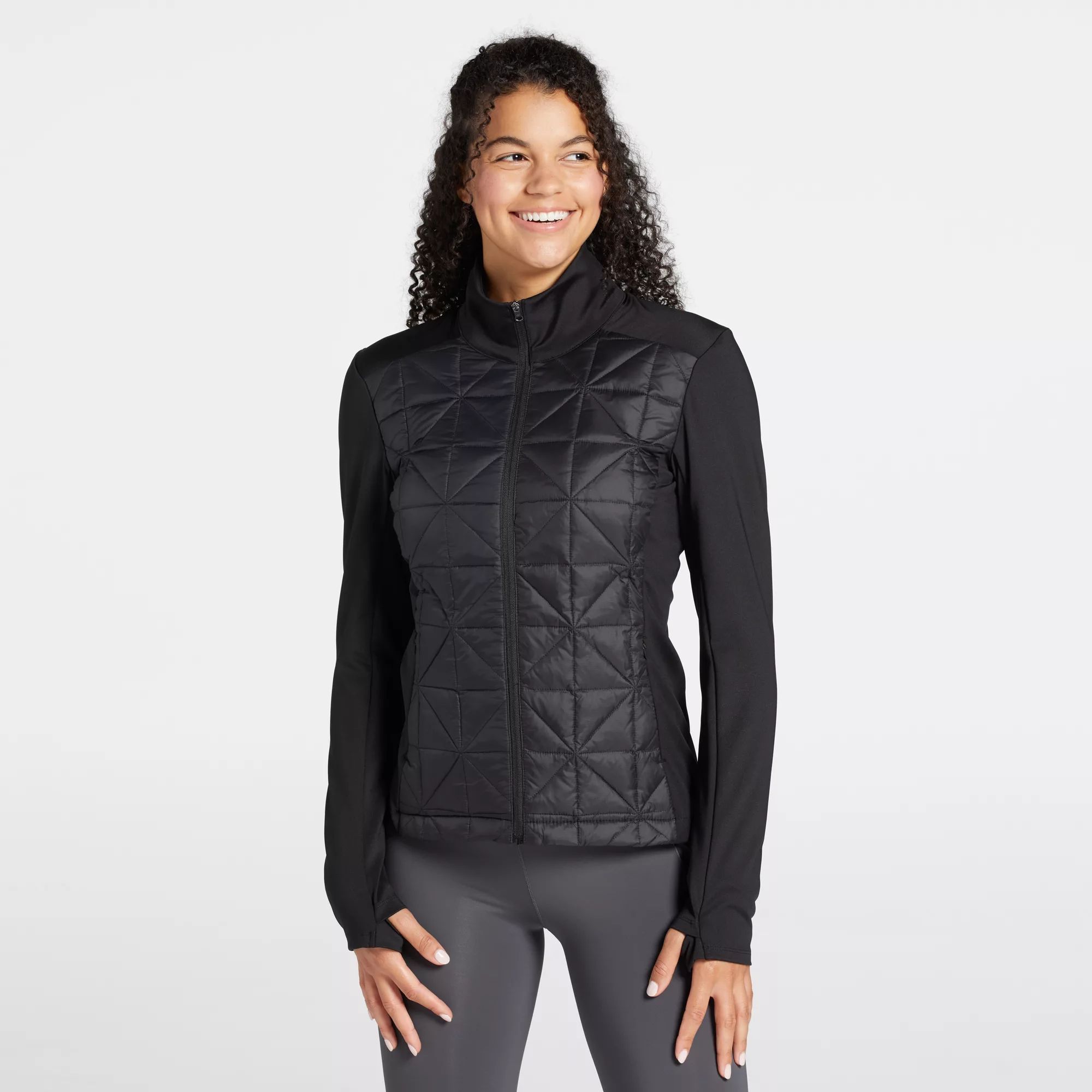 CALIA Women's Quilted Hybrid Full Zip Golf Jacket, Medium, Pure Black | Dick's Sporting Goods