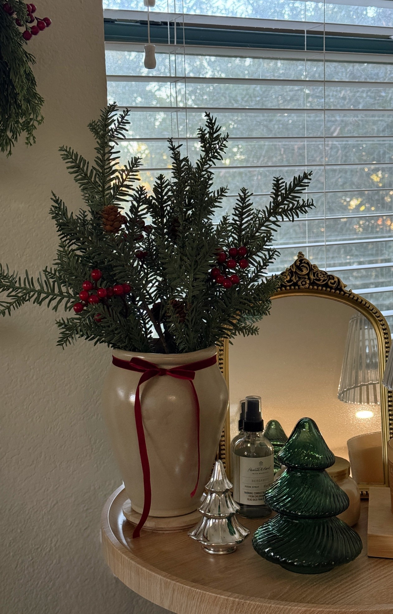 Your Christmas side table inspo — recreated a mini version of the viral stems & bow vase 🤎🎀🌲
Couldn’t find exact vase (from over a year ago) but linked similar! Silver tree is from the bullseye section @ Target! 


#LTKFindsUnder50 #LTKHome #LTKSeasonal