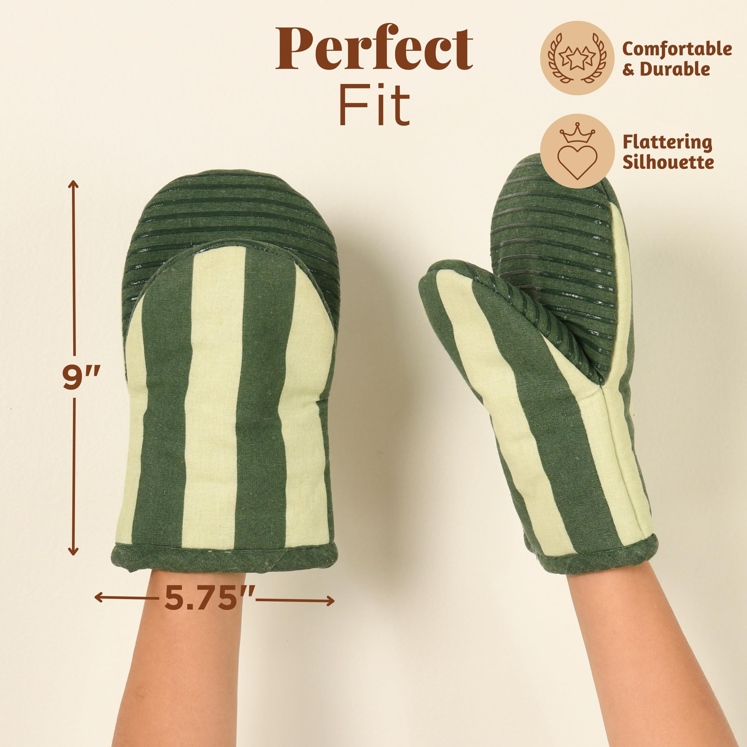Folkulture Mini Oven Mitts Heat Resistant | (5.75 x9) Set of 2 Green Short Oven Mitts with Hangin... | Amazon (US)