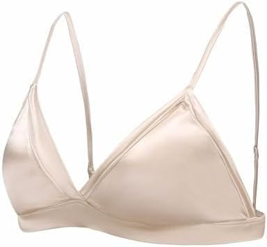 Women's Silk Satin Triangle Bralette Soft Cup Wireless Bra with Removable Pad | Amazon (US)
