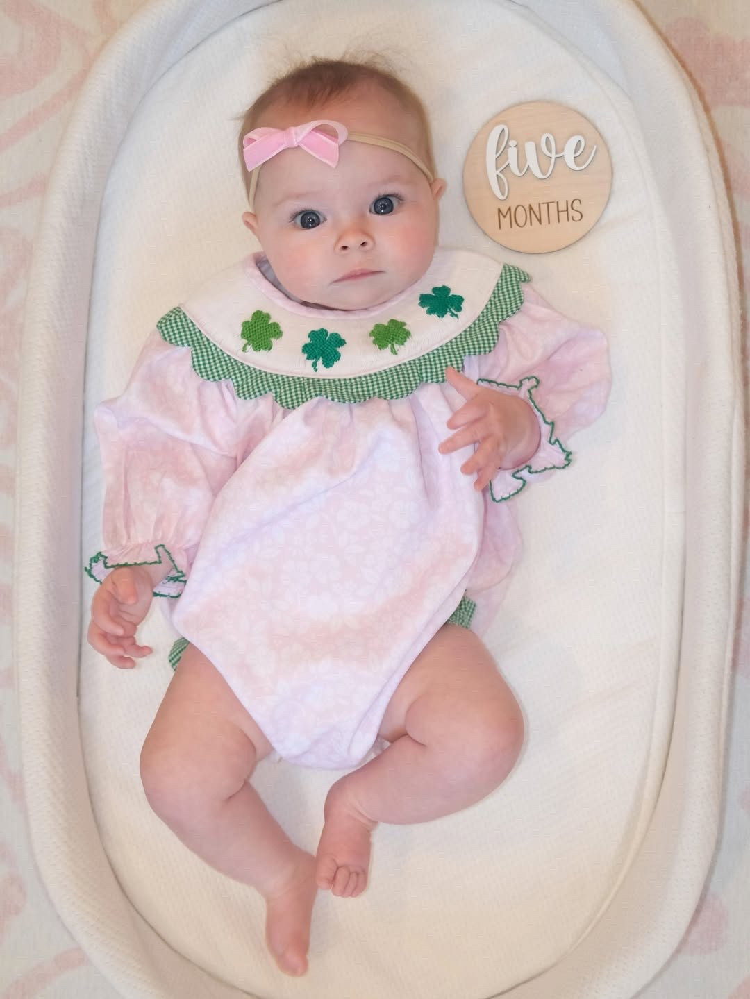 5 MONTHS! 🥹🩷Our little Sutton button is growing so fast! She’s such a happy baby. We can tell that she just wants to be able to play with Ellie so bad. She’s always watching Ellie and rolling and wiggling and trying to move! 😂 She is so sweet and is always smiling and giggling and ready to do whatever we are doing! 😂 I can’t wait to see what she learns over the next month! We are so lucky to have the most happy girls. 🍀🩷

#LTKmomlife #LTKKids #LTKBaby