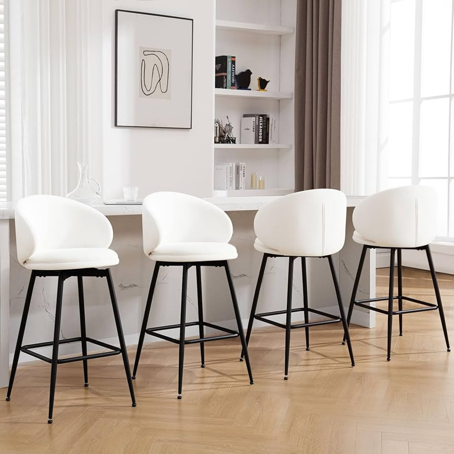 Bekrvio 30" Bar Height Stools Set of 4 Swivel Velvet Barstools with Back, Modern Upholstered High... | Amazon (US)