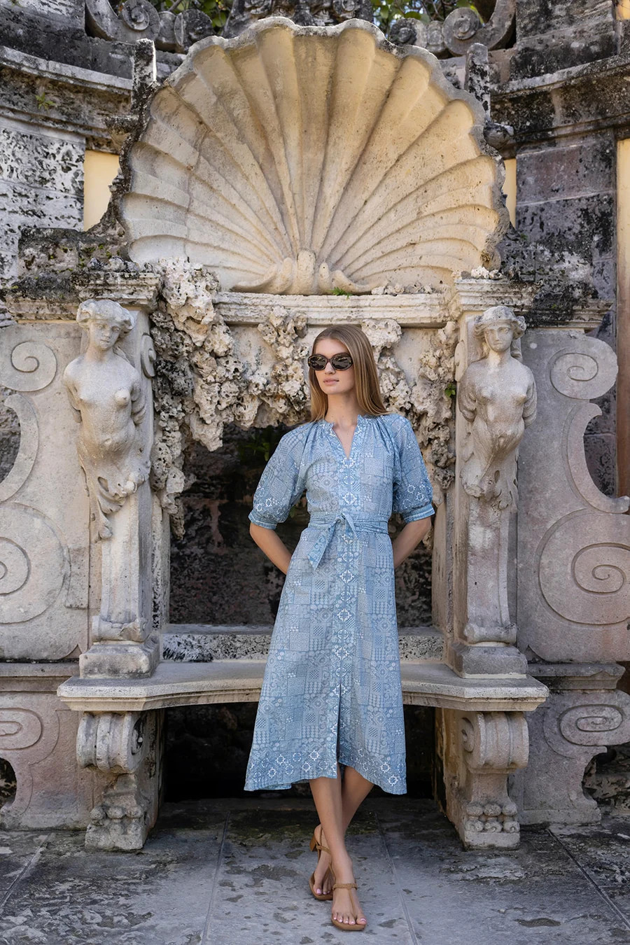 Cordelia Coatue Printed - Ciel Melange | Julia Amory