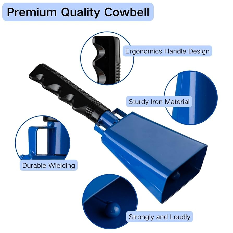 Steel Cow Bell with Handle 8 inch Cowbells Noise Makers, 2Pcs Large Cowbell for Sporting Events, ... | Amazon (US)