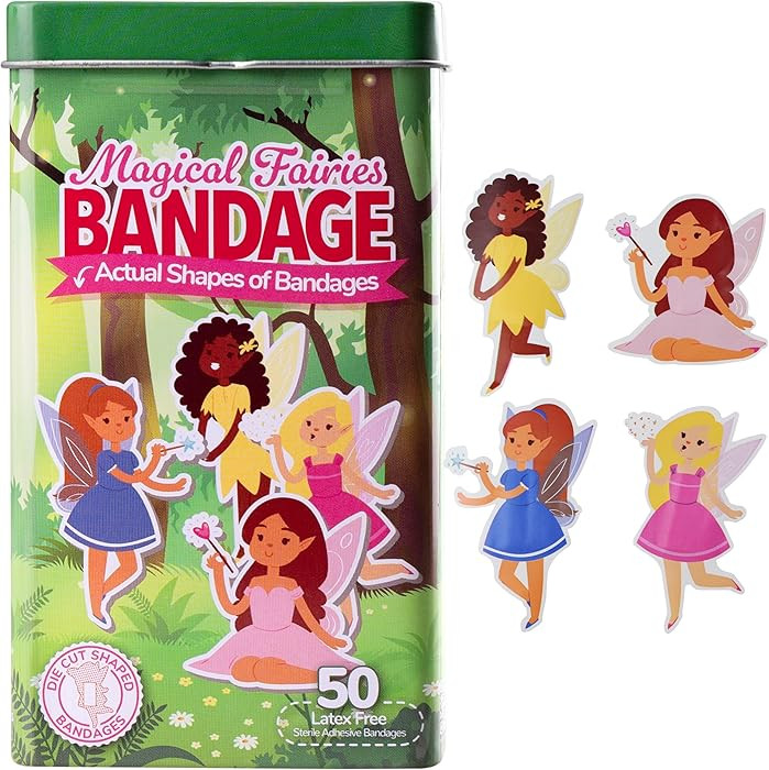 BioSwiss Bandages, Magical Fairies Shaped Self Adhesive Bandage Set, Latex Free, Sterile Wound Ca... | Amazon (US)