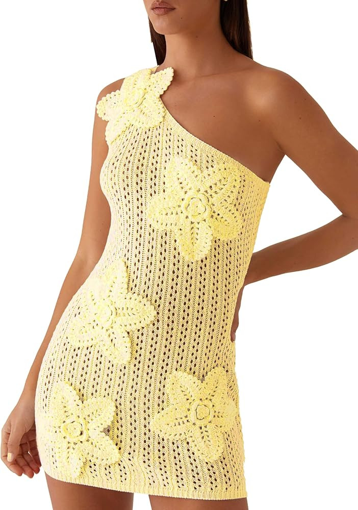 NUFIWI Sexy Women Cutout Crochet Bodycon Mini Dress Sleeeless Hollow Out Knit Short Dresses Open ... | Amazon (US)