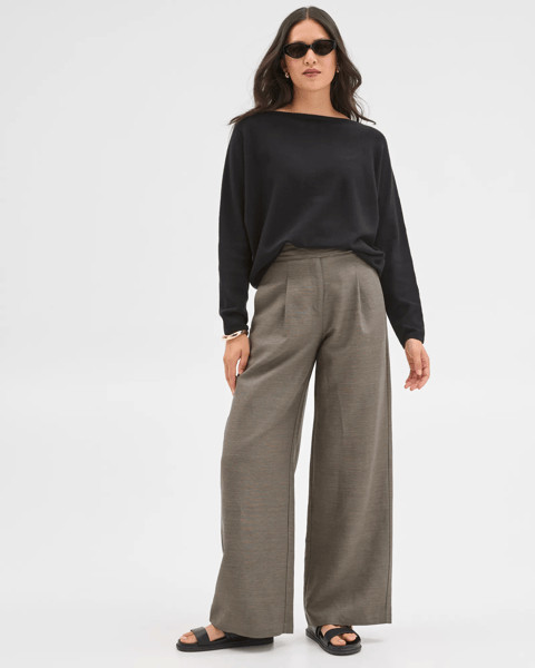 Preview Dolman Sleeve Boat Neck Knit Sweater - Black | Target AU