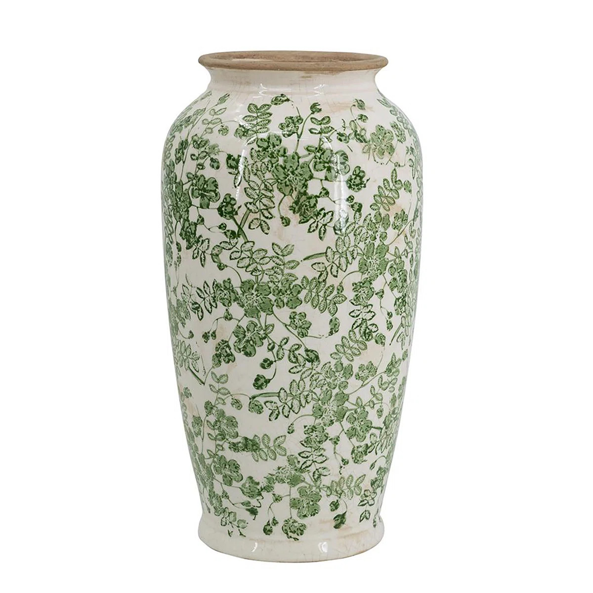 Flower Vase - 7.5" x 7.5" x 14.5" - Green/White | Wayfair North America